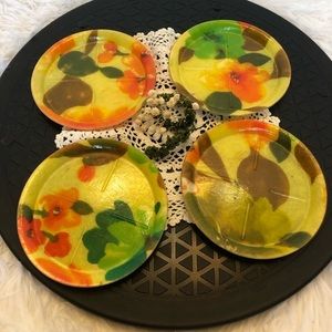 Vintage Floral Fiberglass Coaster Set of 4